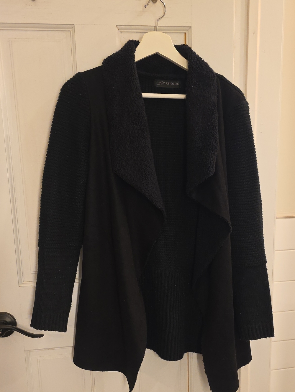 Black Open-Front Cozy Cardigan Sweater Women Small